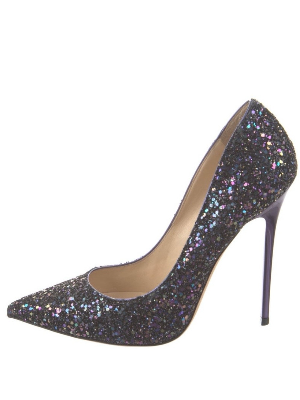 Jimmy Choo Black Multicolor Glitter Pointed-Toe Stiletto Pump